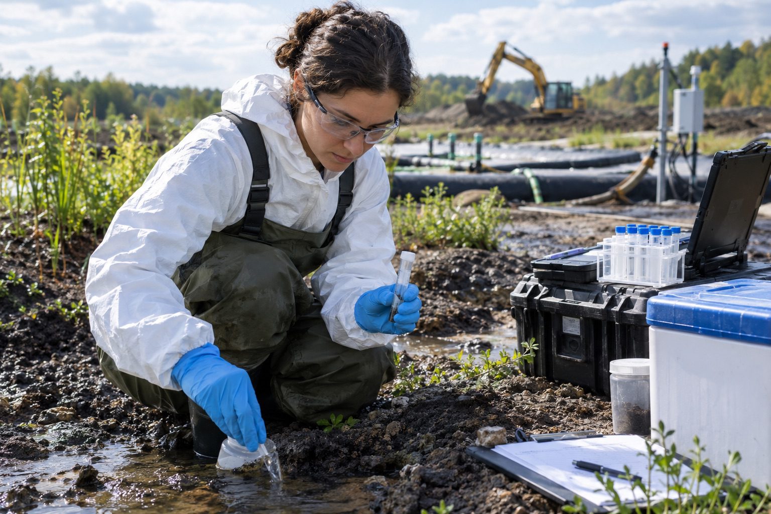 Environmental Scientist Sampling Remediation Site