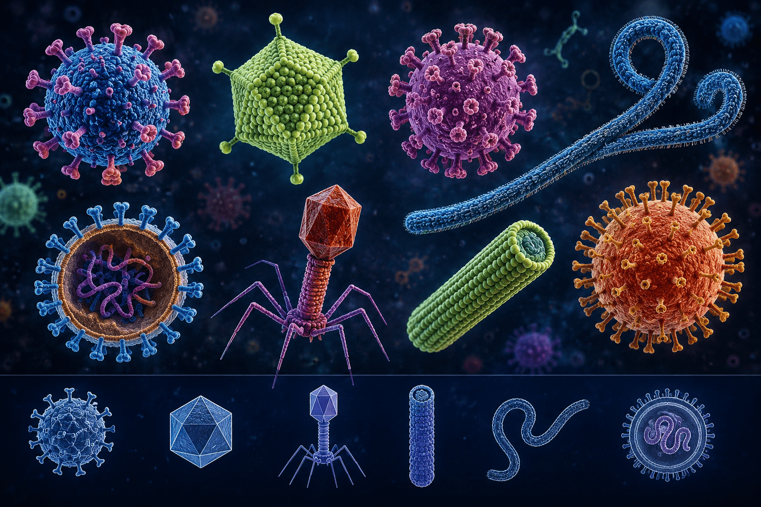 Morphology of viruses: structural diversity and functional organization