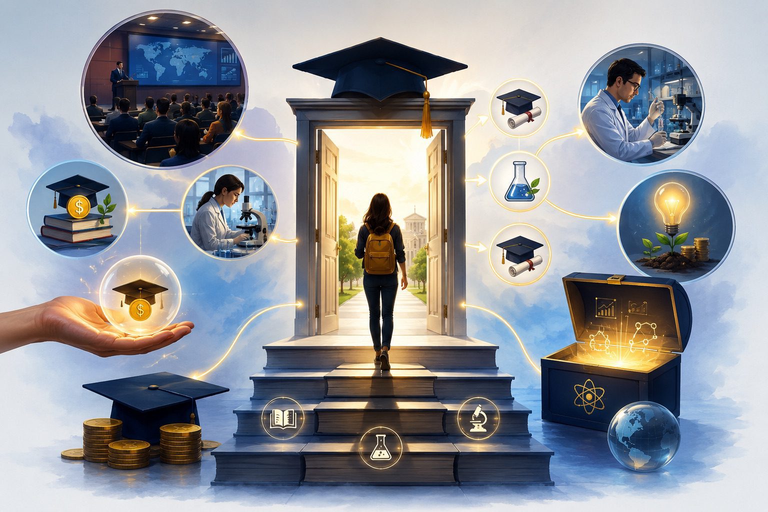 Access to scholarship and funding opportunities for conferences, study (B.Sc., M.Sc., Ph.D.), postdoctoral fellowships and research grants