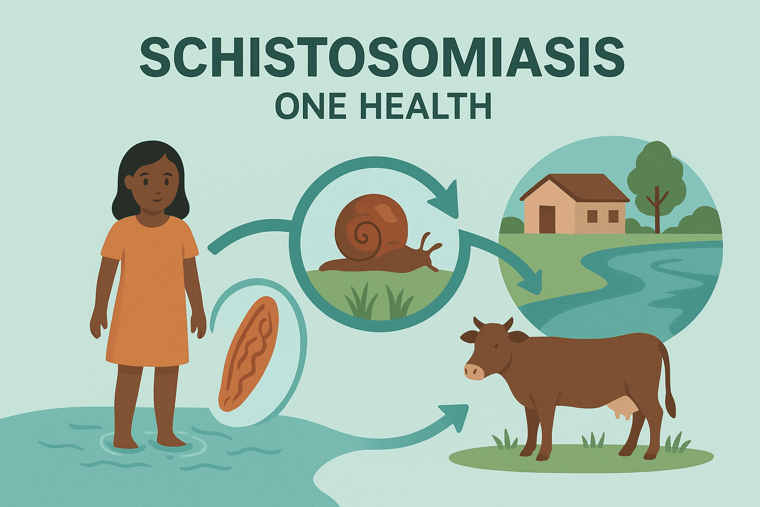 Schistosomiasis and One Health: Tackling a Snail-Borne Threat to Humans, Animals, and Ecosystems
