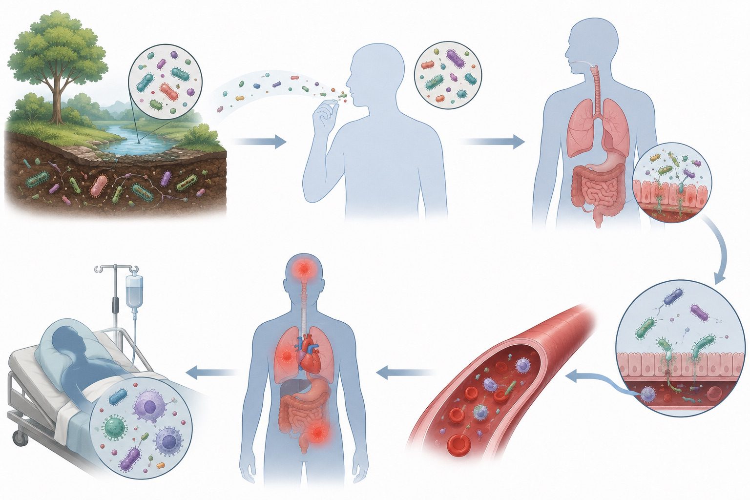 From Exposure to Illness: Mechanisms of Infectious Disease Transmission and Progression